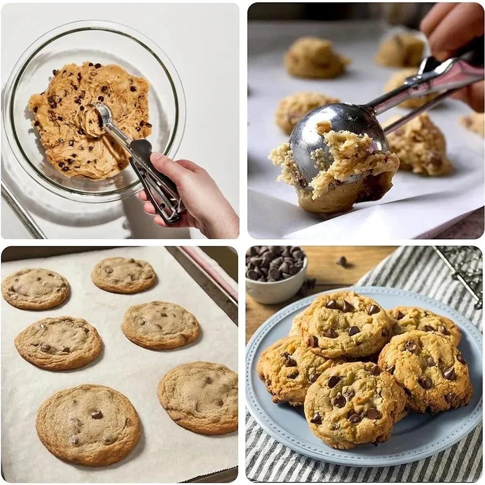 Stainless Steel Cookie Scoop Small Medium Large Cookie Scooper for Melon Ball Cookie Dough Baking Multipurpose Ice Cream Scoops