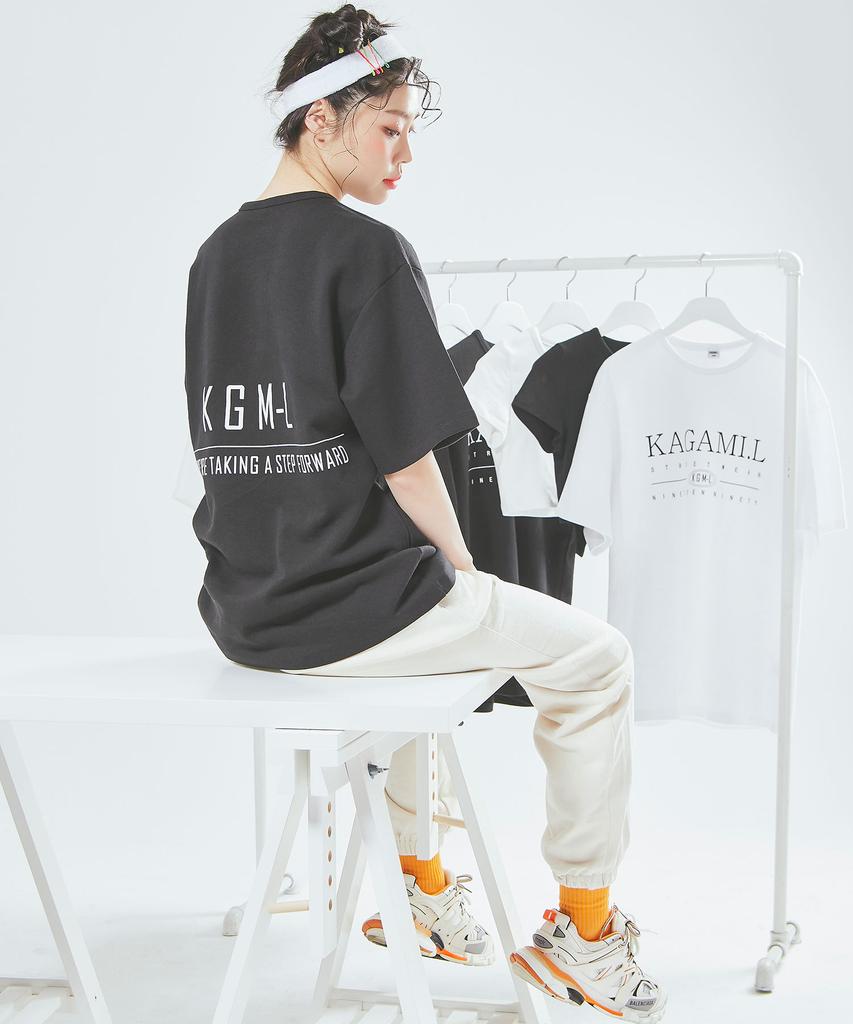 Kagamiel Oversized Straight Line T-Shirt Black