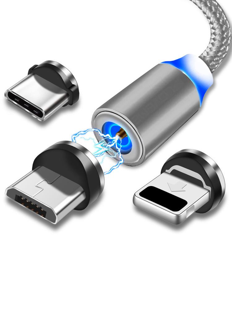 Three In One Magnetic Suction Data Cable Suitable For iPhone Huawei Xiaomi Mobile Phone Charging Cable 2A Fast Charging