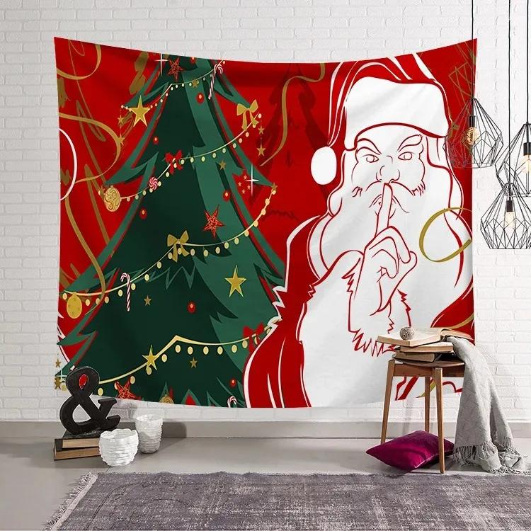 Christmas Pattern Tapestry Home Bedroom Living Room Wall Decoration Christmas Theme Tapestry