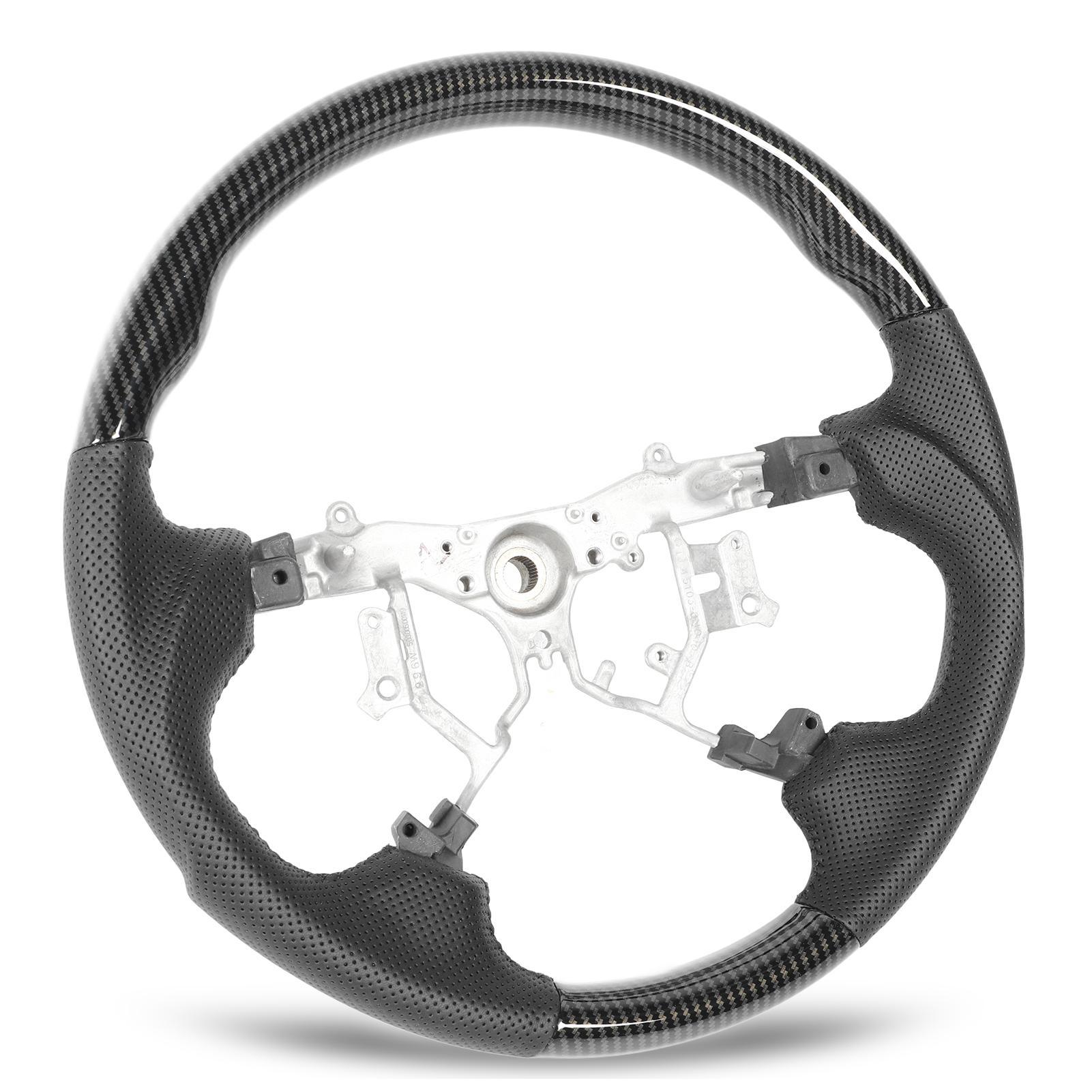 

Руль с гидродипом, перфорированная кожа, круглый низ для Crown S180 2003-2008, стиль карбонового волокна