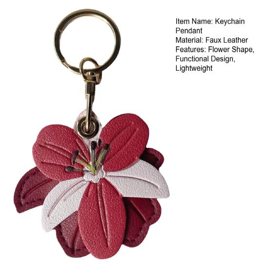 Keychain Pendant Flower Shape Bag Pendant Imitation Leather Access Control Card Holder Protective Cover Car Keychain Hanging