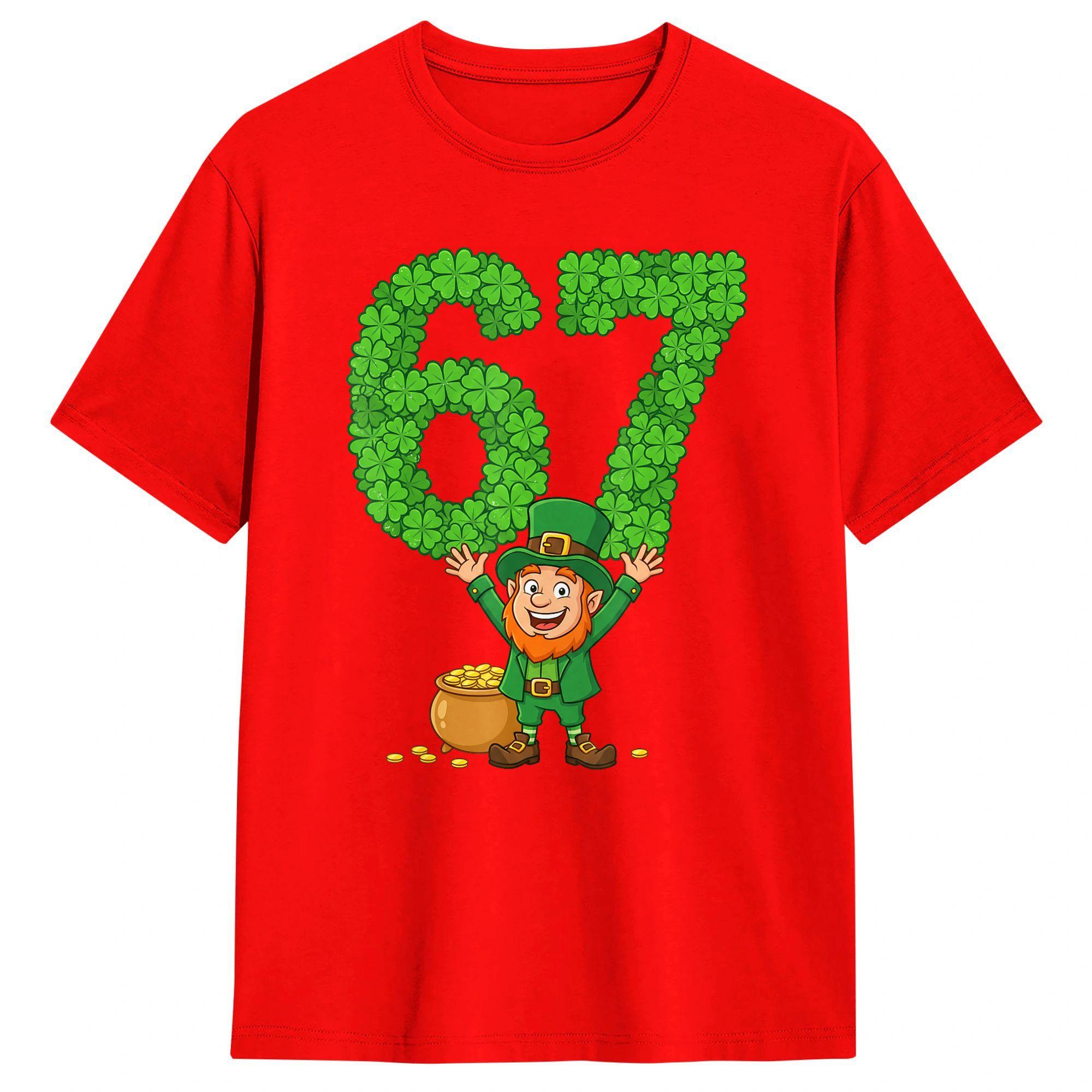 Unisexs TShirt 67 Bruh Shamrock Leprechaun Funny Six Seven St Patricks Day Funny Cotton Tee Shirt Short Sleeve T Shirt Gift Idea M