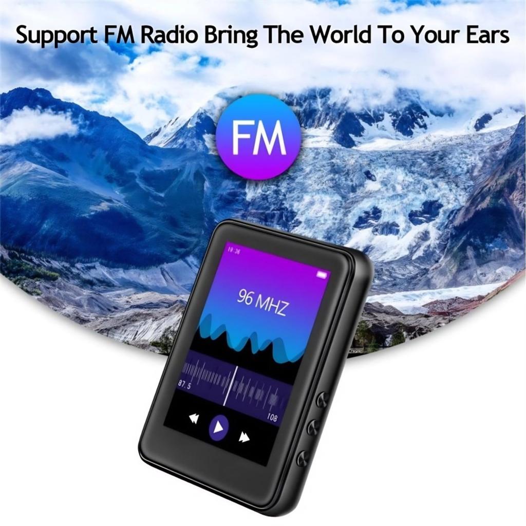 Bluetooth MP3 HD Plně dotykový displej Přehrávač hudby podporuje 256GB paměť Přenosný Walkman s FM a Hlasovým záznamníkem Přehrávač, 2,4palcový Přehrávač, Rozšíření, Rádio,