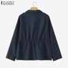 ZANZEA Womens Casual Long Sleeve Zipper Cardigan Thin Jackets