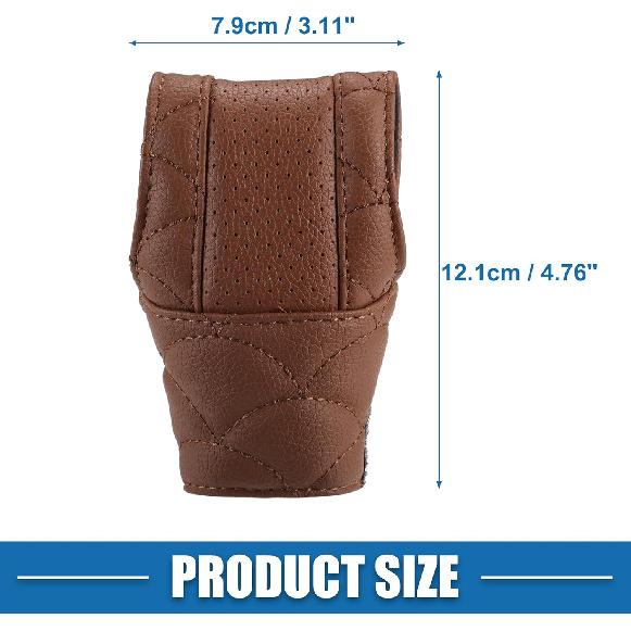 Car Shift Knob Cover Universal Vehicle Interior Shift Gear Cover Trim Accessories Decorative Faux Leather Brown