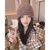 Wool Knitted Hat Small Leather Label Letter Wool Hat Women's Autumn and Winter Big Head Circumference Hat Cold Hat Tide Internet Celebrity Fashion