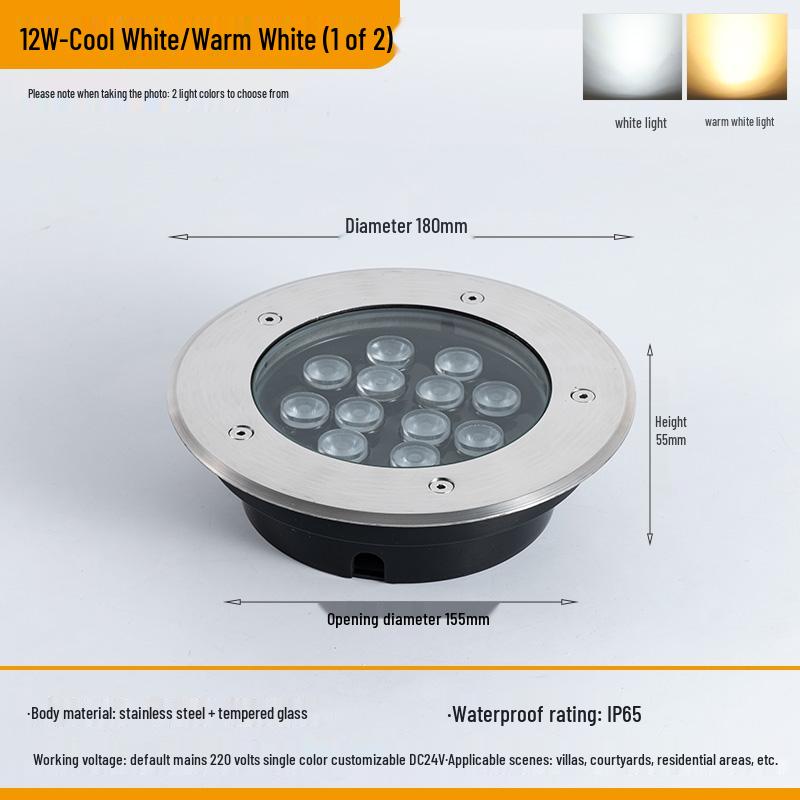 Ultra-Thin Waterproof LED In-Ground Courtyard Spotlight for Garden Decoration