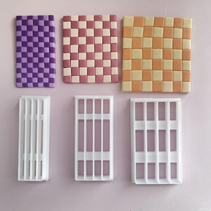 3Pcs Geometric Clay Earring Cutter Gridded Clay Cutter for Earrings Making, Clay Earring Cutter Tool for Jewelry Making