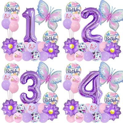 Modisches Lila Schmetterlings-Ballon-Set für Kindergeburtstagsfeier-Dekoration, Digitale Latexballon-Dekoration