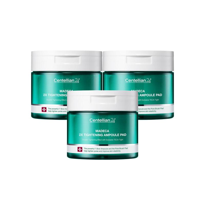 Madeca Double Tightening Ampoule Pads 165ml (60 Sheets) 3 Pcs Elasticity Absorption Pore Lifting TECA Water Glow Skin Cooling