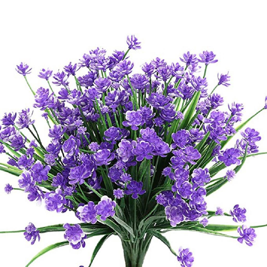 8 Bundles Babysbreath Outdoor Artificial Fake Flowers UV Resistant Shrubs Plants, Faux Plastic For Indoor Outdoor Garden Porch Window Box Home Decor
