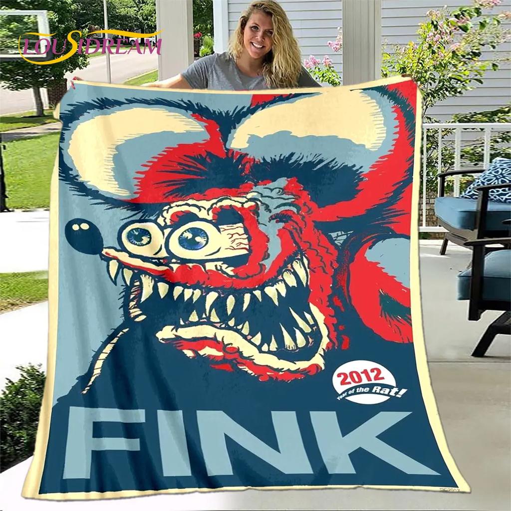 Funny Rat Fink Cartoon Soft Plush Blanket,Flannel Blanket Throw Blanket for Living Room Bedroom Bed Sofa Picnic Cover Bettdecke