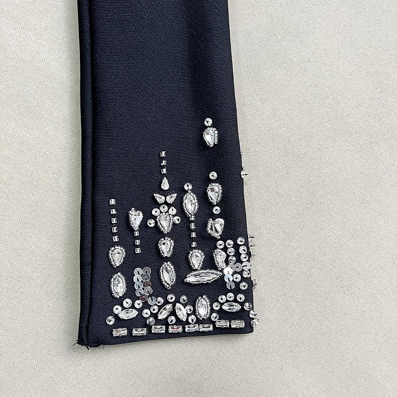 2025 Glamorous Beaded Rhinestone Suit Collar Bandage Long Evening Dress