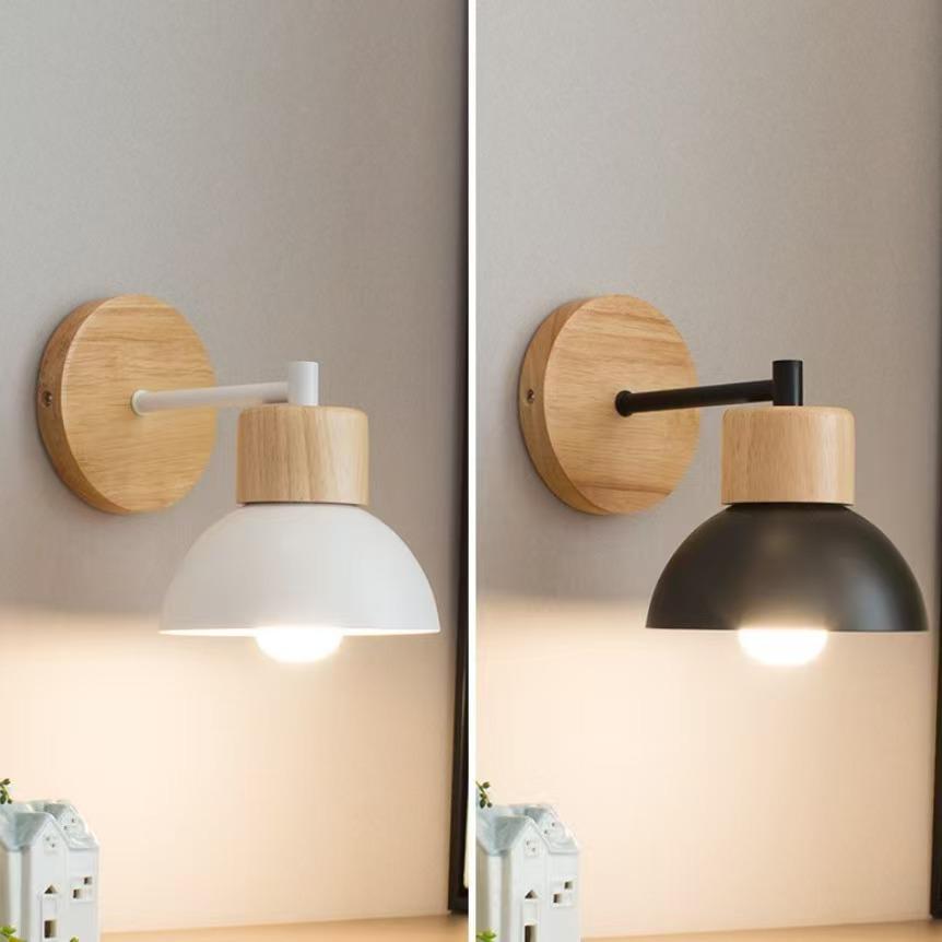 Nordic LED Wall Lamp: Modern, Simple Design for Bedroom, Living Room, or Hallway; Solid Wood Finish, Ideal for Children's Bedside.