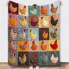 Oversized Velvets Flannel Blanket Soft Bedding with Colorful Rooster Plaids Print Farm Quilt For Sofa Chair Camping Gift J0MC