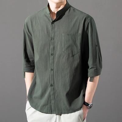 T-shirt Estiva da Uomo in Cotone e Lino Stile Spiaggia Manica Corta Collo Henley Vacanza Hawaii Casual Leggera Traspirante Accogliente Top