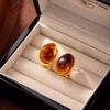 Vintage Maillard Amber Water Drop Ear Buckle Light Luxury Simple Unique Earrings Premium Smudge Resin Earrings