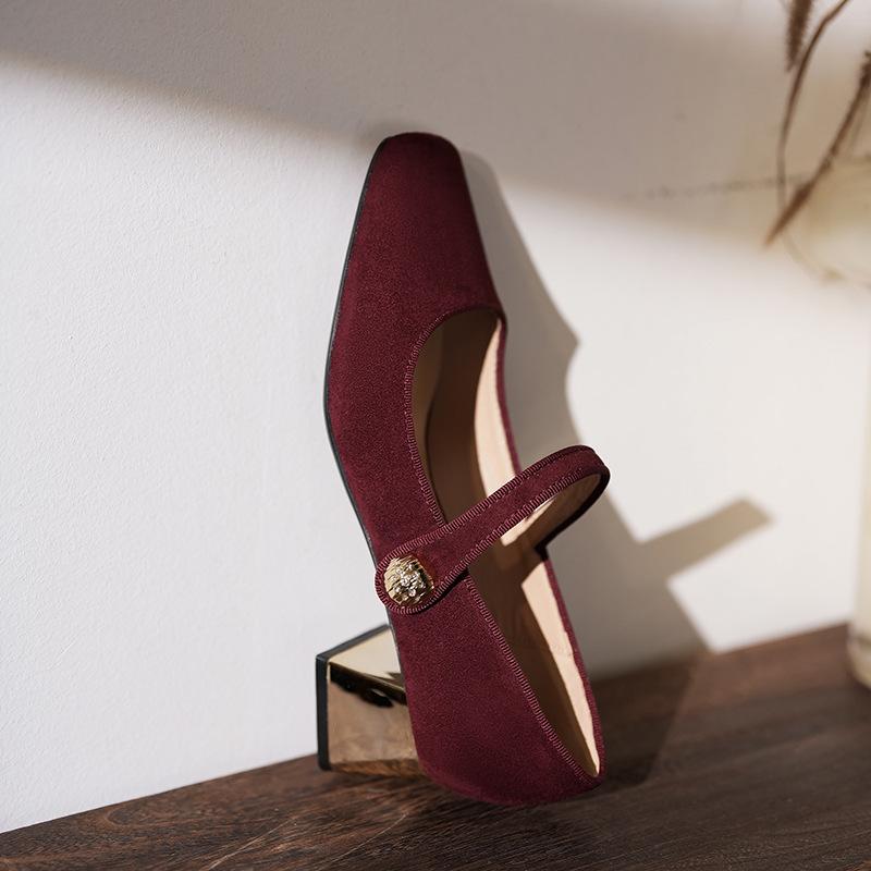 

Ограниченный~ Ретро квадратный носок металлический толстый каблук мелкий вырез туфли-лодочки женские туфли Мэри Джейн овчина простые 39