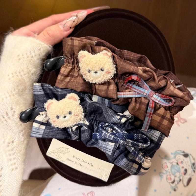Teddy Bear Bow Hair Clip: Cute, High-End Pleated Design