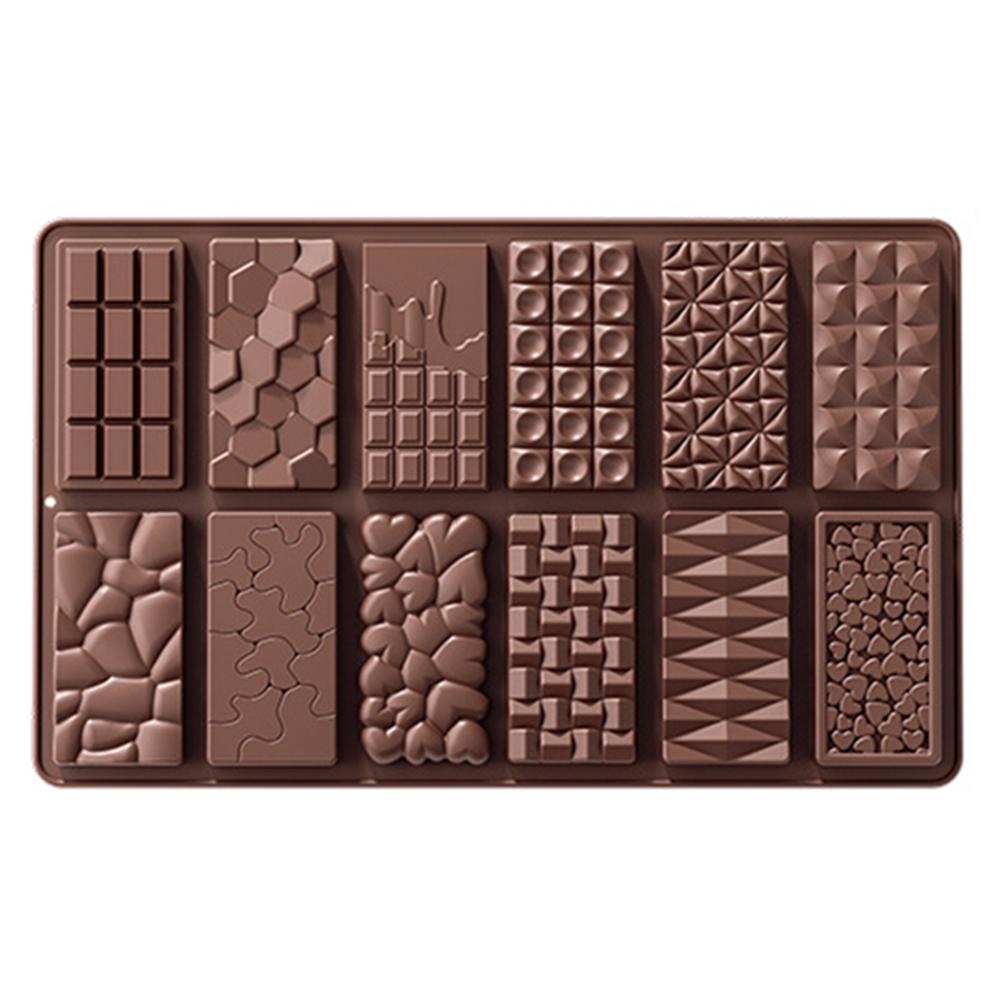 12 Holes Polycarbonate Chocolate Molds Food Grade Silicone DIY Chocolate Candy Bar Molds Non-Stick Christmas Kitchen Accessories