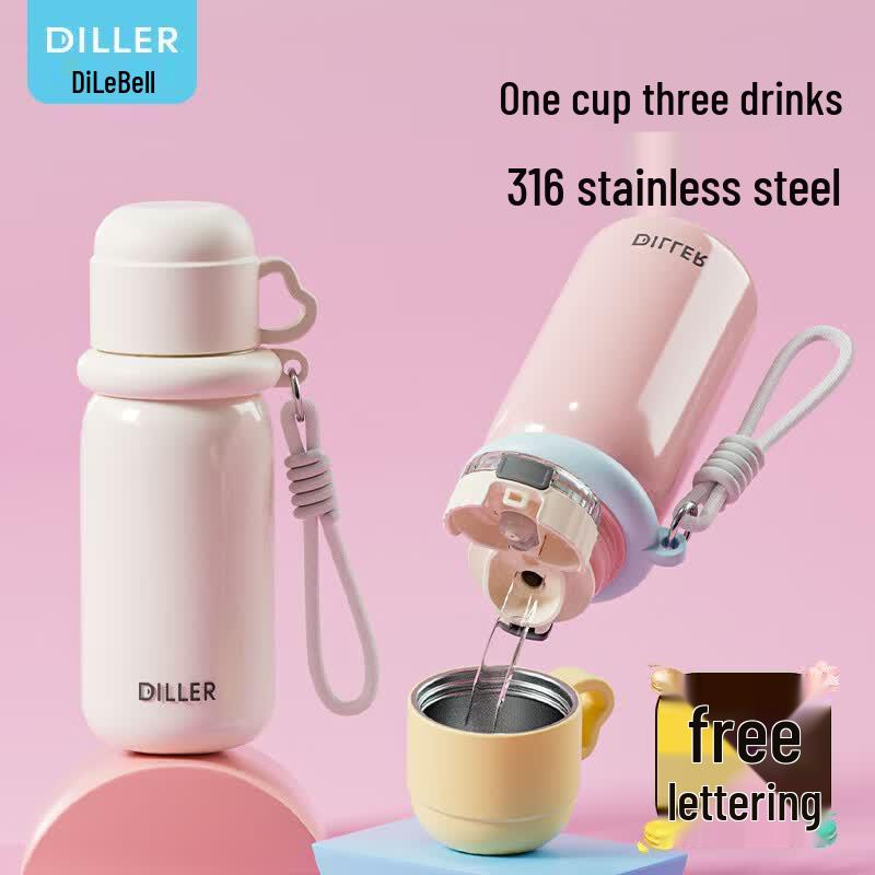 Diller 316L Stainless Steel Portable Dual-Drink Water Bottle