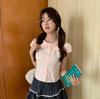 Summer Girl Bow Strap Shirt Bow Gentle Style Design Sense Skinny Slim Short Shirt
