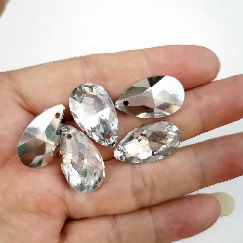 Wholesale lots Faceted Hole Crystal Glass rhinestones Teardrop loose beads jewelry Jewelry beads accessories 8X12/10X14m