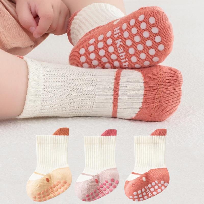 3 Pairs Children's Non Slip Socks For Girls Boys Soft Fashion Kids Boy Girl Socks Spring Autumn Newborn Baby Home Toddler Floor Sock 0-5Years