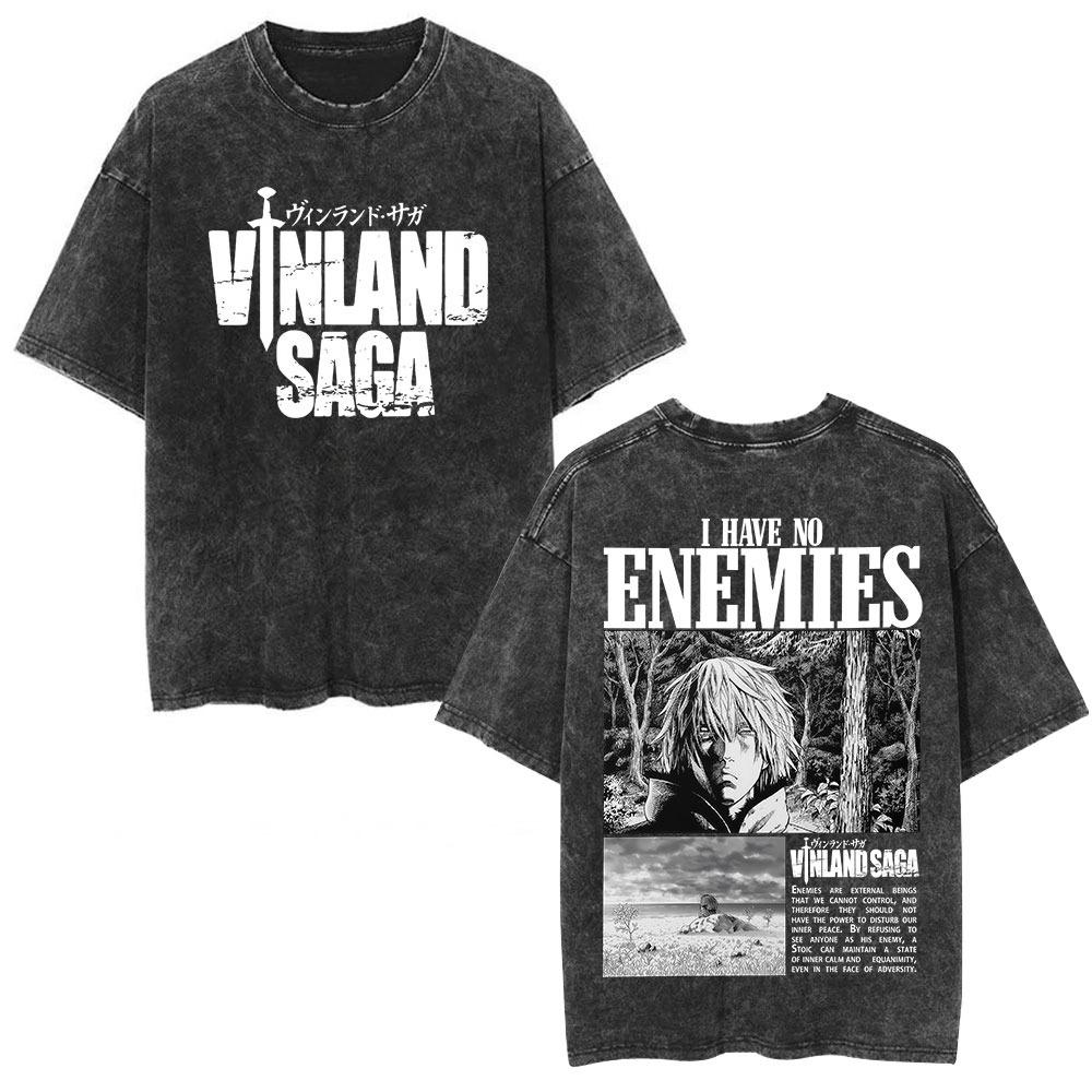 Vinland Saga Thorfinn Tshirt Vintage Washed Anime Manga Graphic Unisex Oversized Crew Neck Cotton Short Sleeve Tee Tops Hot