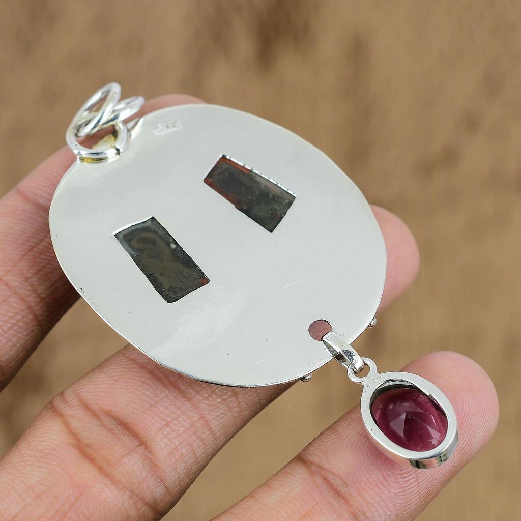 Tabu Jasper Gemstone African Amethyst Sterling Silver Birthday Artisan Pendant