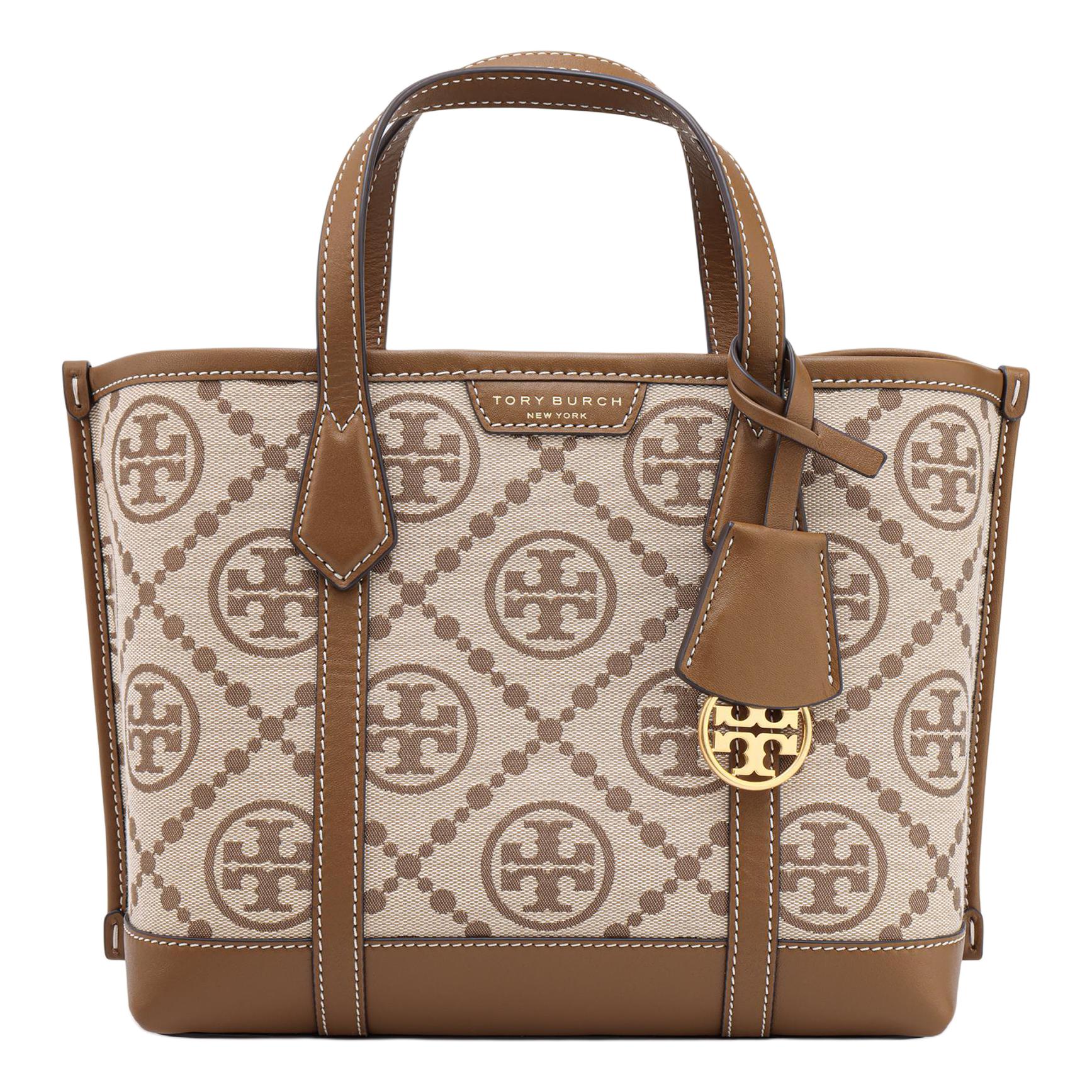 

Tory Burch Perry Monogram All Over Print Jacquard Leather Tote Bag Women Tote Bags Hazelnut-Brown 83313-371 Shopping Bag Set(Basic Set+Shopping Bag)