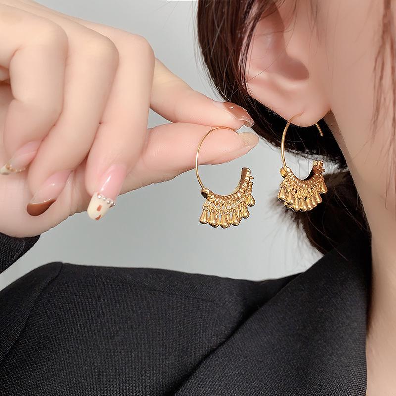 Elegant Light Luxury Real Gold-Plated Copper Stud Earrings - European & American Style for Women