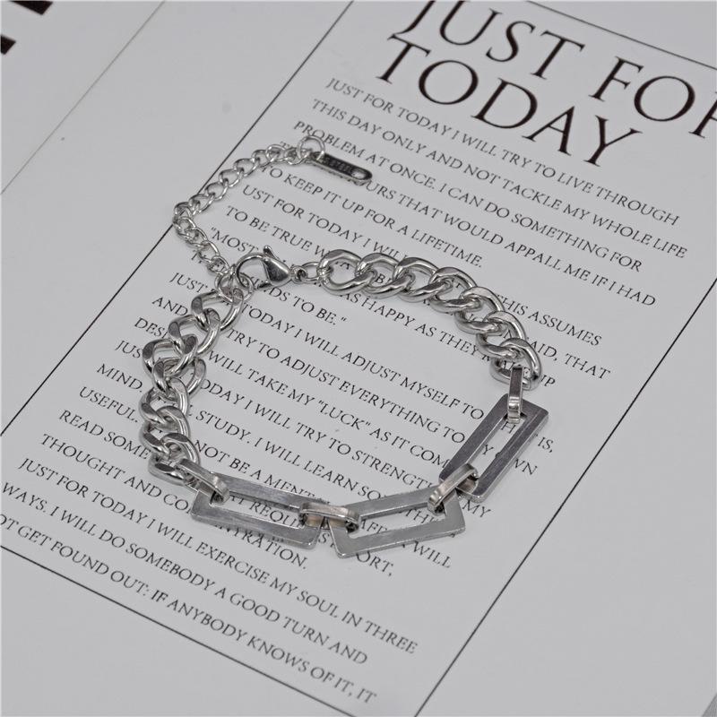 Hip-hop Cuban Double-layer Titanium Steel Splicing Non-fading Bracelet Ins Trendy Niche Design Men's Cold Style Jewelry Women