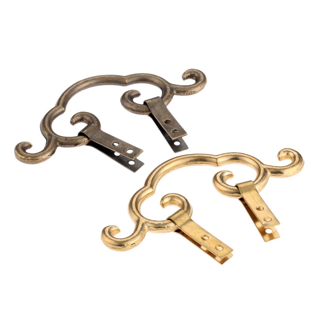 DRELD 1Pc Vintage Brass Antique Picture Painting Mirror Frame Hanger Hanging Hook Bronze Chinese Furniture Hardware 112*42mm