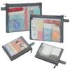 Besharppin Mesh Cosmetic Pack of Makeup Pouch for Cosmetics and Small Perfect for Business Trips and Sizes M and S Pouch, 4, Items, Travel, (Gray)