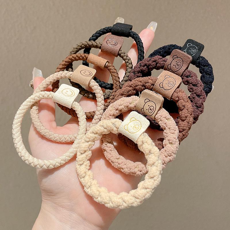 Kleiner Bär Hochelastisches Kaffee-Haargummi für Frauen und Mädchen - Langlebig, Schlicht und Elegant