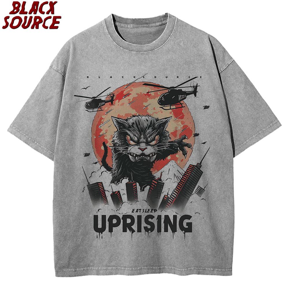 T Funny Cute Art TShirts Japanese Cat Graphic for Cat Lover Catzilla TShirts Graphic Womens Clothing Fashion S