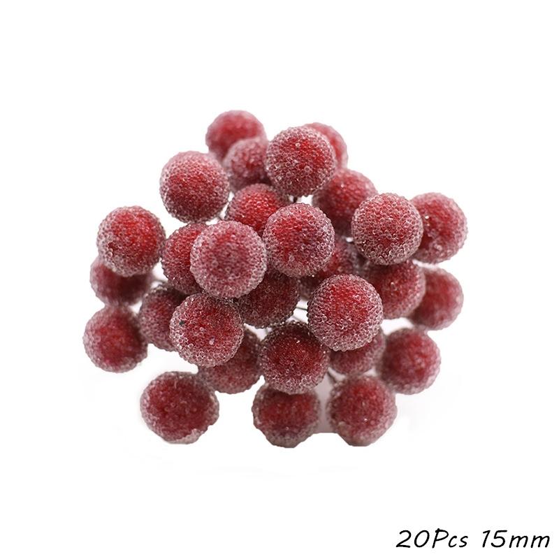 Red Theme Artificial Flower Cherry Stamen Berries Bundle DIY Christmas Decoration Wedding Cake Gift Box Wreaths Xmas Decor