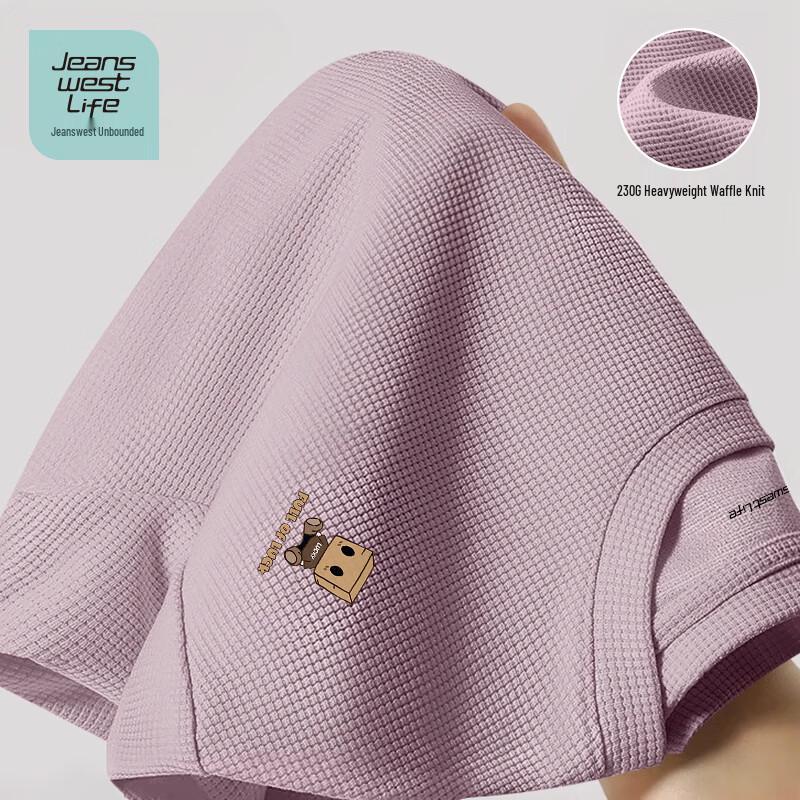 

JEANSWEST LIFE Men s Cartoon Print Waffle Knit Breathable Short Sleeve T-Shirt L