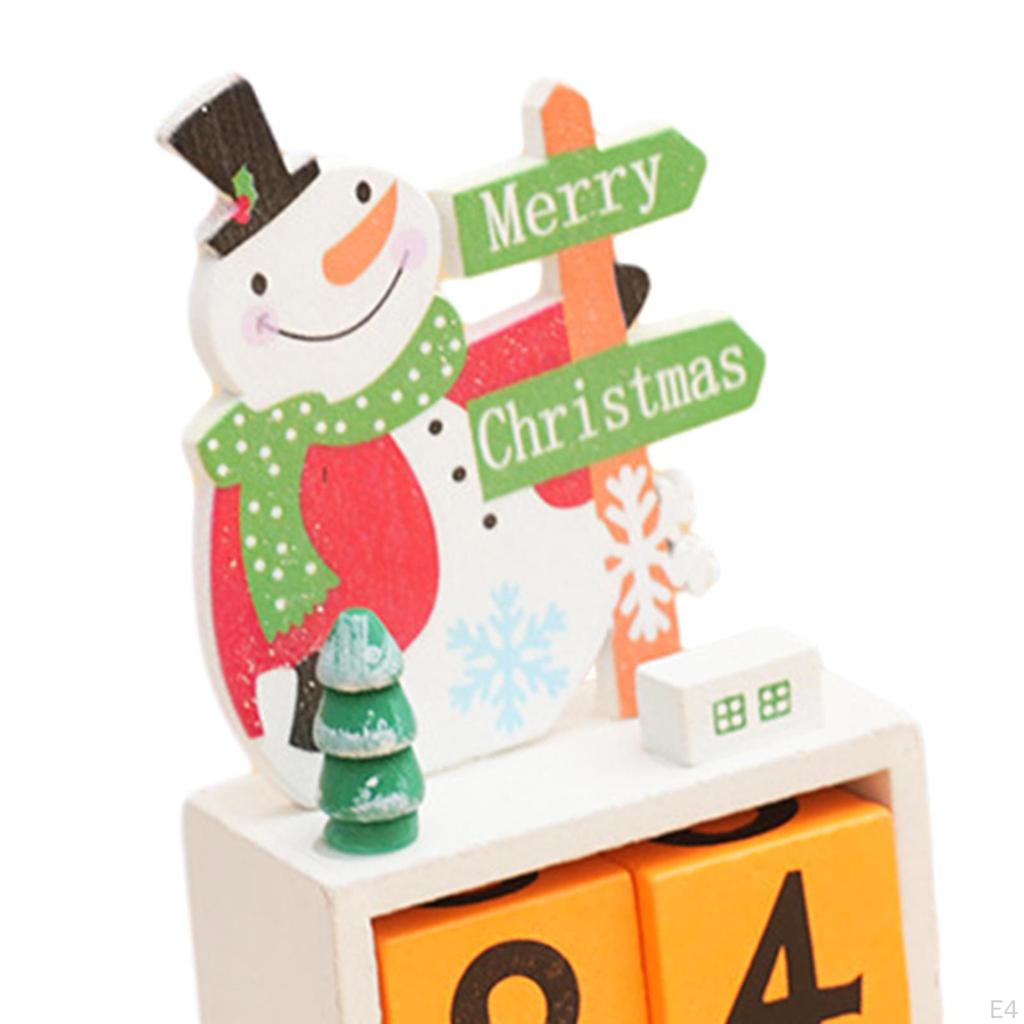 Christmas Wooden Calendar Gift Reusable Decoration Tabletop Ornament for