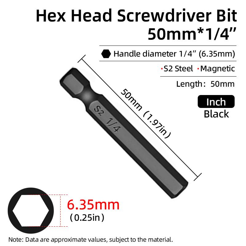 50mm hexagonal șurubelniță biți Imperial magnetică hexagonală Allen cheie burghiu biți inch 5/64-5/16 șurubelniță burghiu electric scule de mână