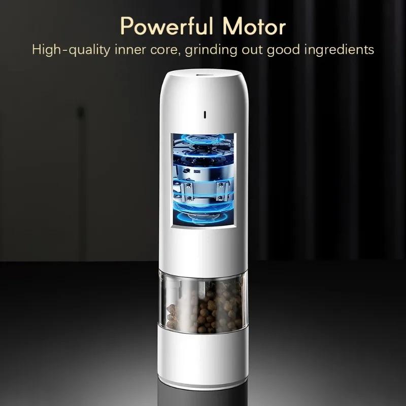 Mlýnek na koření Kuchyňská elektrická mlecí láhev 6 rychlostí Nastavitelná tloušťka USB Vhodný pro mořskou sůl Sečuánský pepř