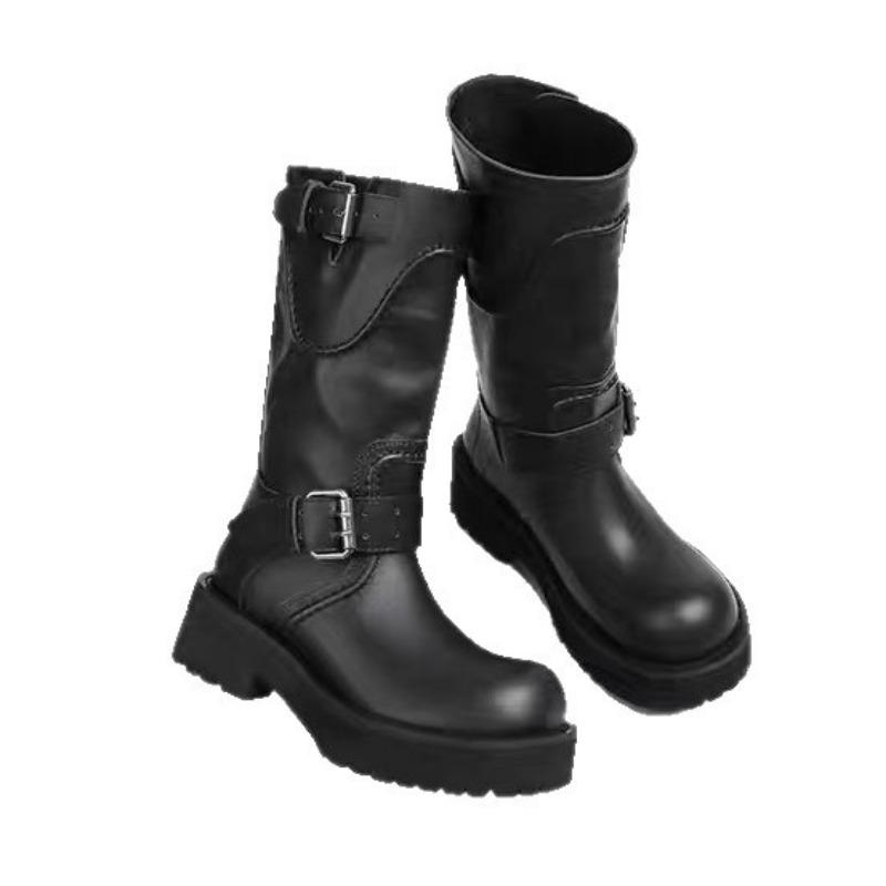 

Ботинки Wind Venom Пряжка ремня Ботинки-рыцари средней длины на толстой подошве Ботинки западного ковбоя с загнутым носком Женские 35 чёрный