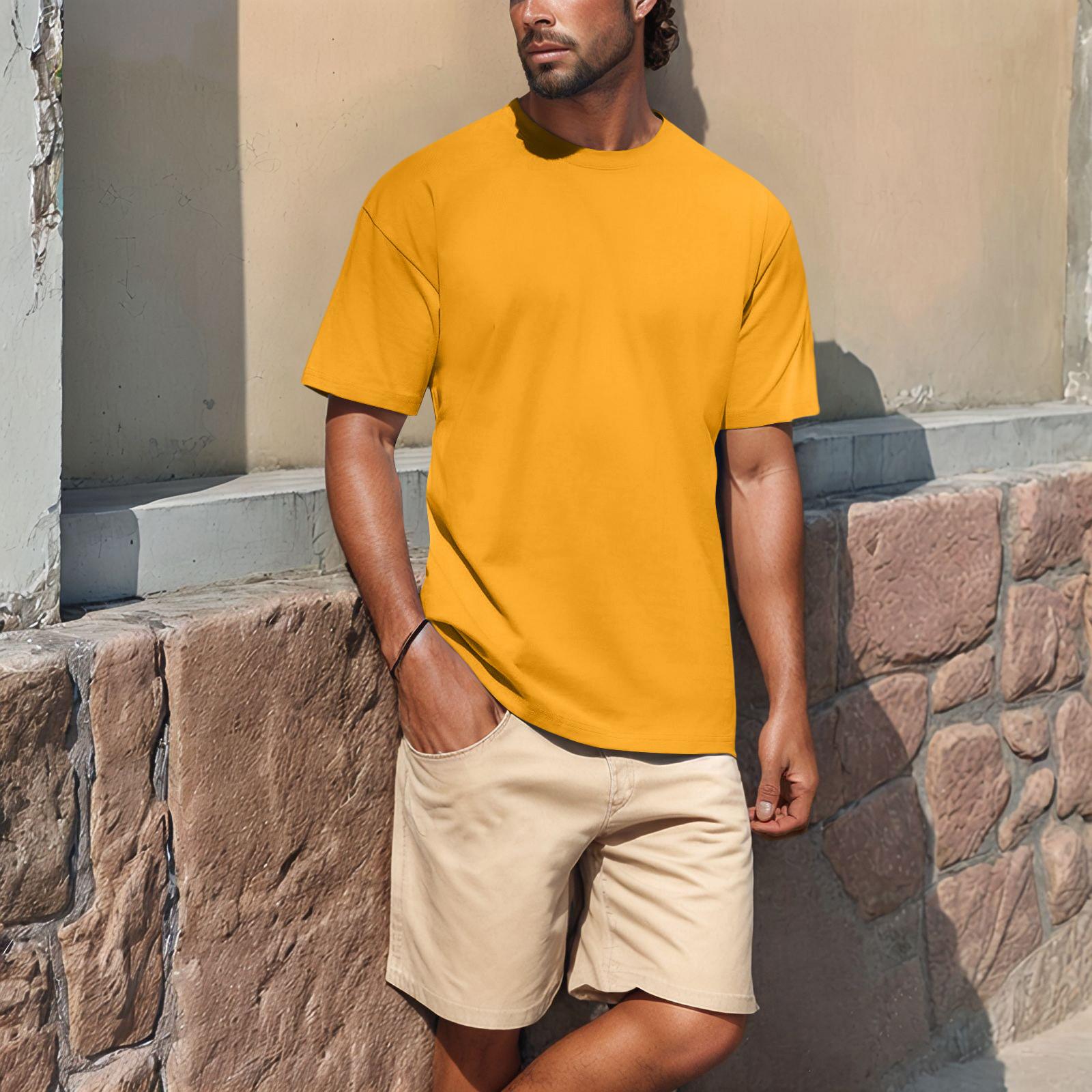 

Мужская модная футболка, уличная повседневная одежда с коротким рукавом L жёлтый