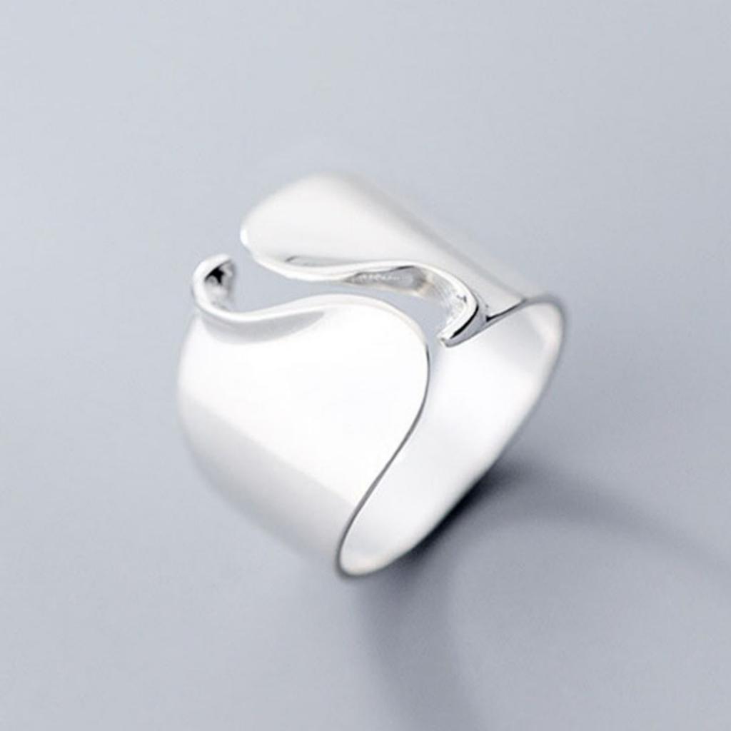 Minimalist Glossy Wide Wave Shaped Finger Rings For Women Men Punk Geometric Twisted Chunky Knuckle Ring Aesthetic Party Jewelry