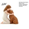 Girl Hugging Dog Statue Resin Figurine, Hand-Painted Pet Companion Sculpture, Brown Black Memorial Figurine Desktop Ornament, Remembrance Gift