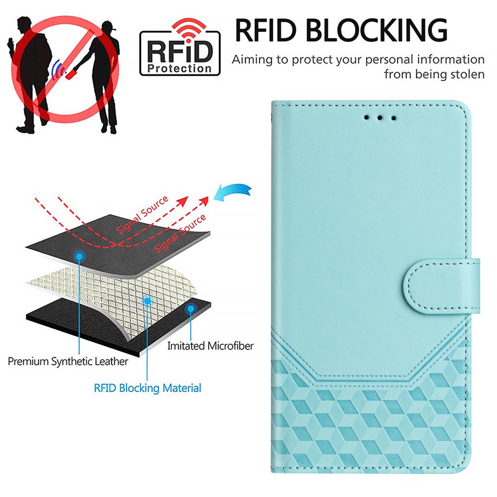For Realme P3 Pro 5G Case Imprinted Honeycomb RFID Blocking Leather Phone Cover with Strap