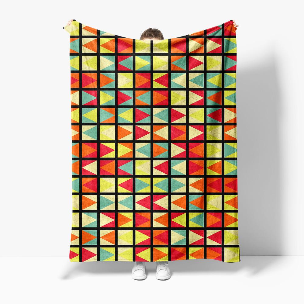 

Geometric Pattern Blanket Sofa Bed Throw Soft Fleece Bedspread Decorative Throw Blanket for Living Room Bedroom 75x90cm