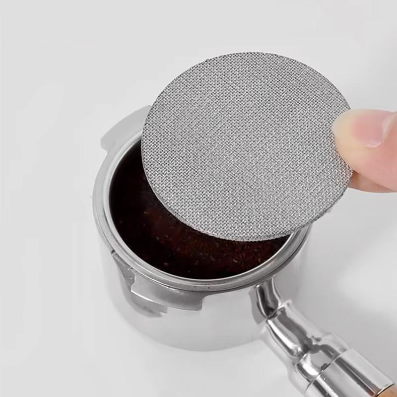 49/51/53/58mm Reusable Coffee Puck Screen with Wood Base Single Layer Coffee Filter Mesh Coffee Handle Portafilter Puck Screen